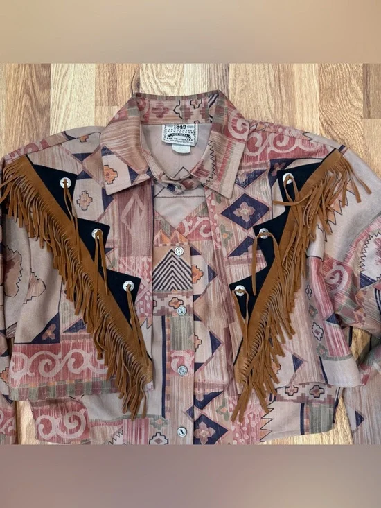 Vintage 1849 Authentic Ranchwear Two-Piece Southwestern Fringe Top - Picture 5 of 6